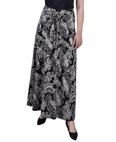 Ny Collection Petite Maxi Skirt With Sash Waist Tie In Onyx Paisley
