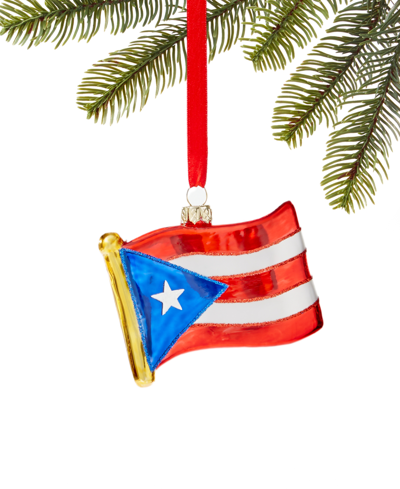Holiday Lane Feliz Navidad Glass Flag Ornament, Exclusively At Macy's In No Color