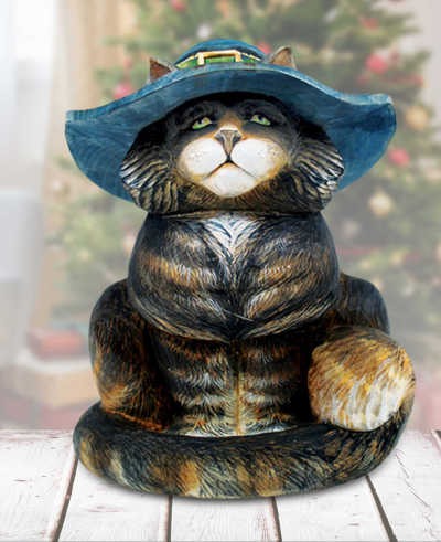 G.debrekht Feline Magic Handcrafted Christmas Figurine In Multi Color