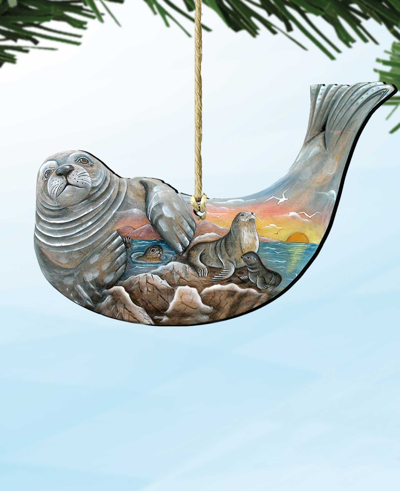 Designocracy Seal Holiday Ornaments, Set Of 2 In Multi Color