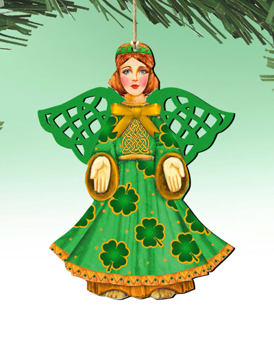 Designocracy Irish Angel Holiday Ornaments, Set Of 2 In Multi Color