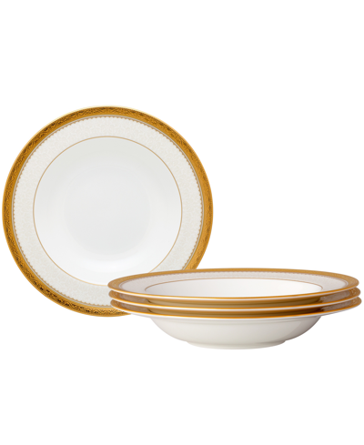 Noritake Odessa Gold Set Of 4 Soup Bowls, Service For 4 In White