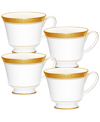 Noritake Crestwood Gold Set Of 4 Cups, Service For 4 In White