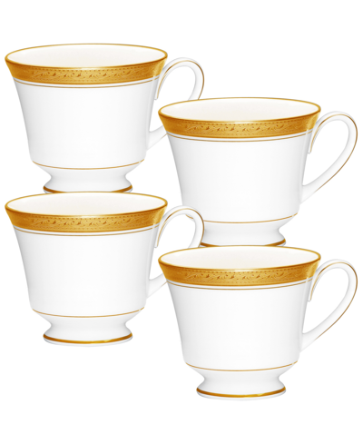 Noritake Crestwood Gold Set Of 4 Cups, Service For 4 In White