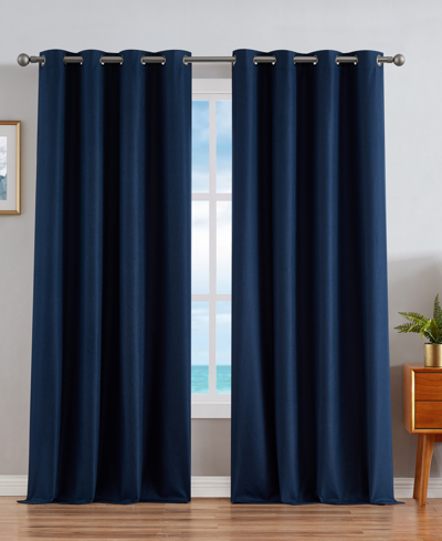 Nautica Providence Ultimate Blackout Grommet Window Curtain Panel Set, 52" X 108" In Navy