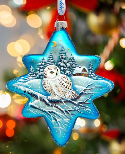 G.debrekht White Owl North Star Holiday Ornament In Multi Color