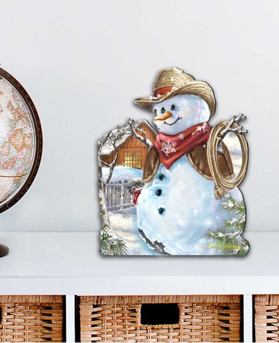 Designocracy Cowboy Snowman Christmas Holiday Outdoor Decor Large Ornament In Multi Color