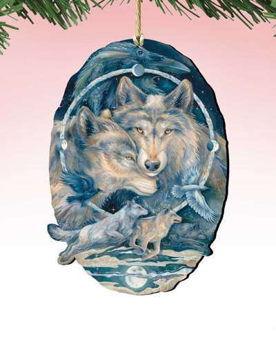 Designocracy In Spirit I Am Free Wolves Ravens Holiday Ornaments, Set Of 2 In Multi Color