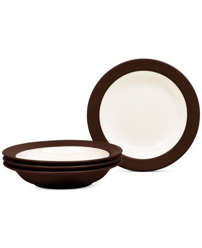Noritake Colorwave Pasta/rim Soup Bowls 20 Oz, Set Of 4 In Chocolate