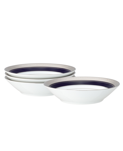 Noritake Crestwood Cobalt Platinum Set Of 4 Fruit Bowls, Service For 4 In Blue