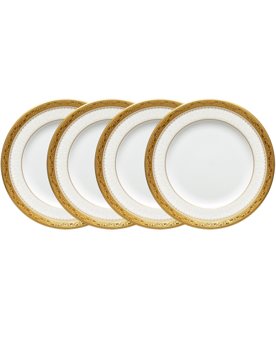 Noritake Odessa Gold Set Of 4 Bread Butter And Appetizer Plates, Service For 4 In White