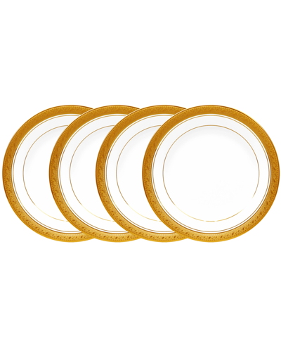 Noritake Crestwood Gold Set Of 4 Bread Butter And Appetizer Plates, Service For 4 In White