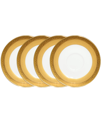 Noritake Summit Gold Set Of 4 Saucers, Service For 4 In White