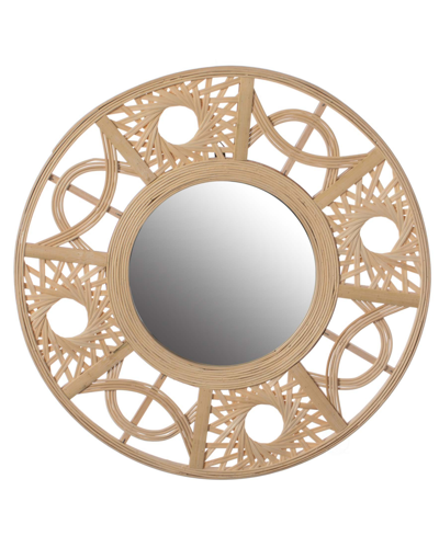 Vintiquewise Round Shape Creative Hanging Wall Mirror In Natural