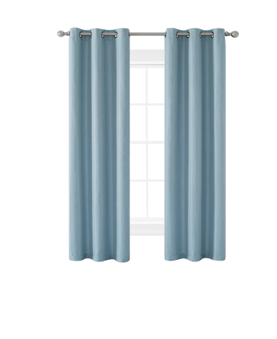 Nautica Milton Thermal Woven Room Darkening Grommet Window Curtain Panel Set, 38" X 84" In Dusty Blue