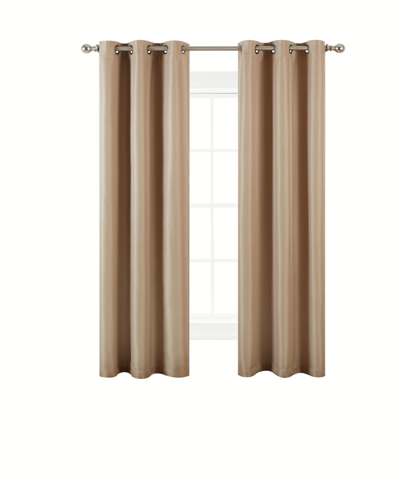 Nautica Milton Thermal Woven Room Darkening Grommet Window Curtain Panel Set, 38" X 96" In Taupe