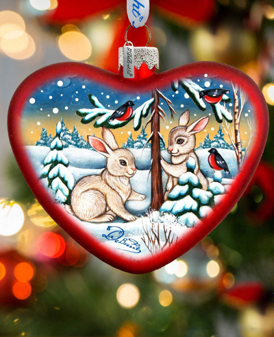 G.debrekht Holiday Ornament With Rabbit In Multi Color