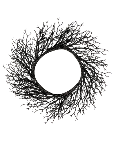 Northlight Twig Artificial Halloween Wreath Unlit, 24" In Black