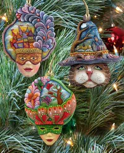 Designocracy Masquerade Holiday Ornaments, Set Of 3 In Multi Color