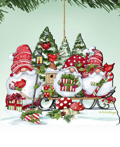 Designocracy Christmas Gnomes Holiday Ornaments, Set Of 2 In Multi Color