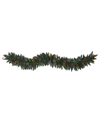 NEARLY NATURAL SNOW DUSTED ARTIFICIAL CHRISTMAS GARLAND WITH LIGHTS, BERRIES AND PINECONES, 72"