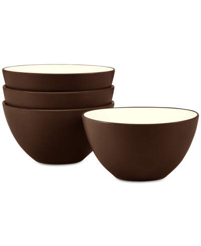 Noritake Colorwave Side/prep Bowls, Set Of 4 In Chocolate