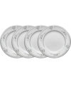Noritake Sweet Leilani Set Of 4 Bread Butter And Appetizer Plates, Service For 4 In White Gray