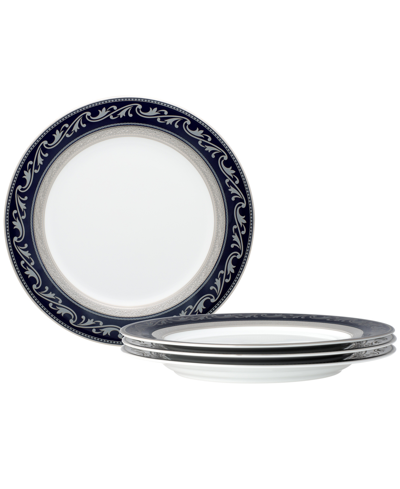 Noritake Crestwood Cobalt Platinum Set Of 4 Accent Plates, Service For 4 In Blue