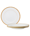 Noritake Rochelle Gold Set Of 4 Bread Butter And Appetizer Plates, Service For 4 In White