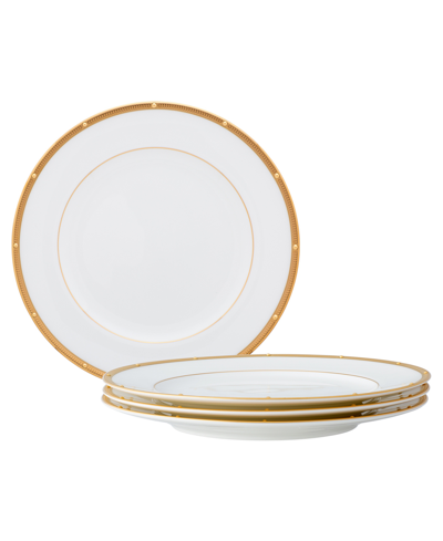 Noritake Rochelle Gold Set Of 4 Bread Butter And Appetizer Plates, Service For 4 In White