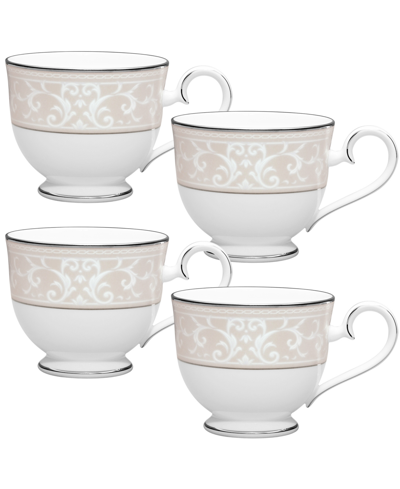 Noritake Montvale Platinum Set Of 4 Cups, Service For 4 In White