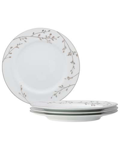 Noritake Birchwood Set Of 4 Dinner Plates, Service For 4 In White Platinum