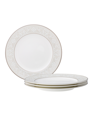 Noritake Montvale Platinum Set Of 4 Salad Plates, Service For 4 In White