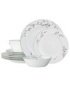 Noritake Birchwood 12-piece Dinnerware Set, Service For 4 In White And Platinum