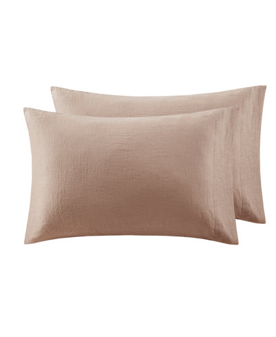 Madison Park Pre-washed Pillowcase Pair, Standard Bedding In Warm Taupe