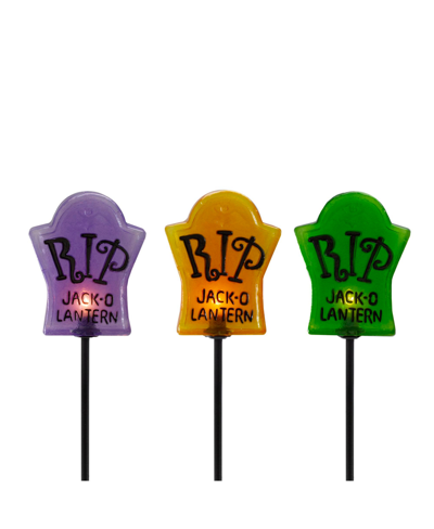 Northlight Tombstone Halloween 3 Piece Pathway Markers With 3.5' Black Wire Set In Purple