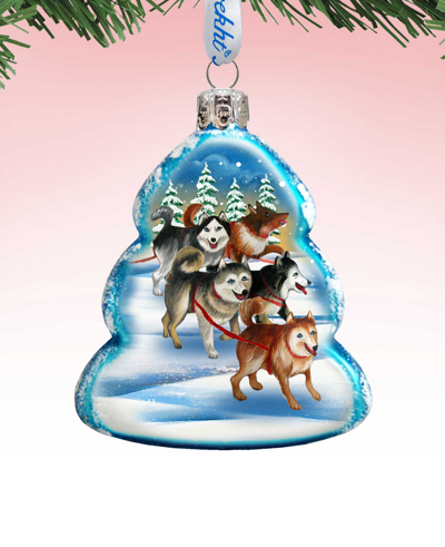 Designocracy Sleigh Dogs Mercury Holiday Ornament In Multi Color