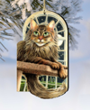 Designocracy Stargazer Green Cat Holiday Ornaments, Set Of 2 In Multi Color