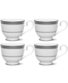 Noritake Odessa Platinum Set Of 4 Cups, Service For 4 In White