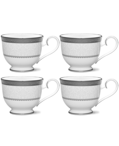 Noritake Odessa Platinum Set Of 4 Cups, Service For 4 In White