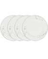 Noritake Birchwood Set Of 4 Bread & Butter/appetizer Plates In White Platinum