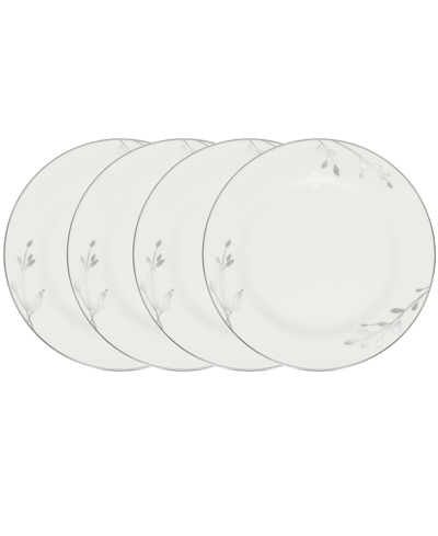 Noritake Birchwood Set Of 4 Bread & Butter/appetizer Plates In White Platinum