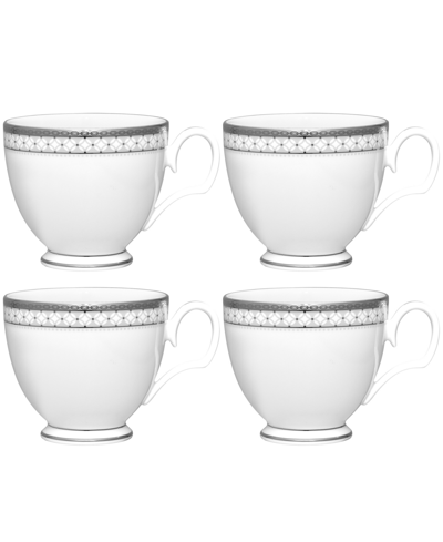 Noritake Rochester Platinum Set Of 4 Cups, Service For 4 In White