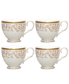 Noritake Summit Gold Set Of 4 Cups, Service For 4 In White