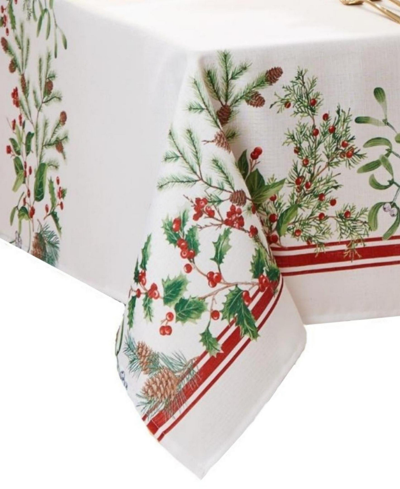 Elrene Winter Holiday Berry Fabric Tablecloth, 102" X 60" In Multi
