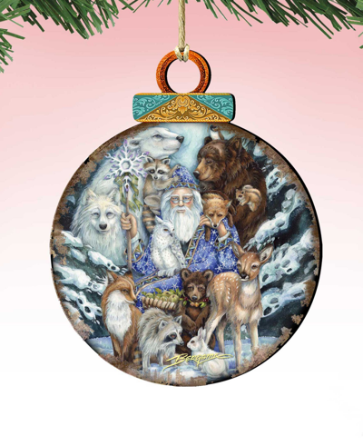 Designocracy Gather In Peace Father Winter Animals Holiday Ornaments, Set Of 2 In Multi Color