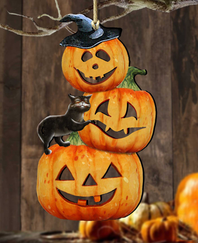 Designocracy Christmas Pumpkins Holiday Ornaments, Set Of 2 In Multi Color