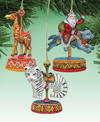 Designocracy Tiger, Santa, Giraffe Christmas Carousel Holiday Ornaments In Multi Color