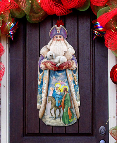 Designocracy Santa And The Guardian Angels Holiday Door Decor In Multi Color