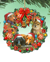 Designocracy Christmas Friends Puppy Wreath Holiday Ornaments, Set Of 2 In Multi Color